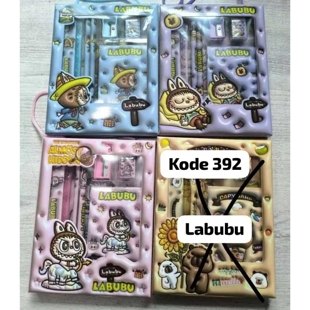 

[RF] Stationery Set Karakter Labubu Viral Atk Alat Tulis 1 Set Lengkap Rautan Penggaris Penghapus Notes