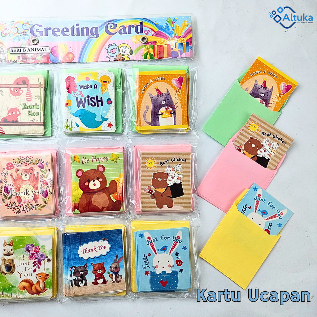 

( 10 pcs ) Greeting Card Funcy / Kartu Ucapan Seri Animal + Amplop Kecil