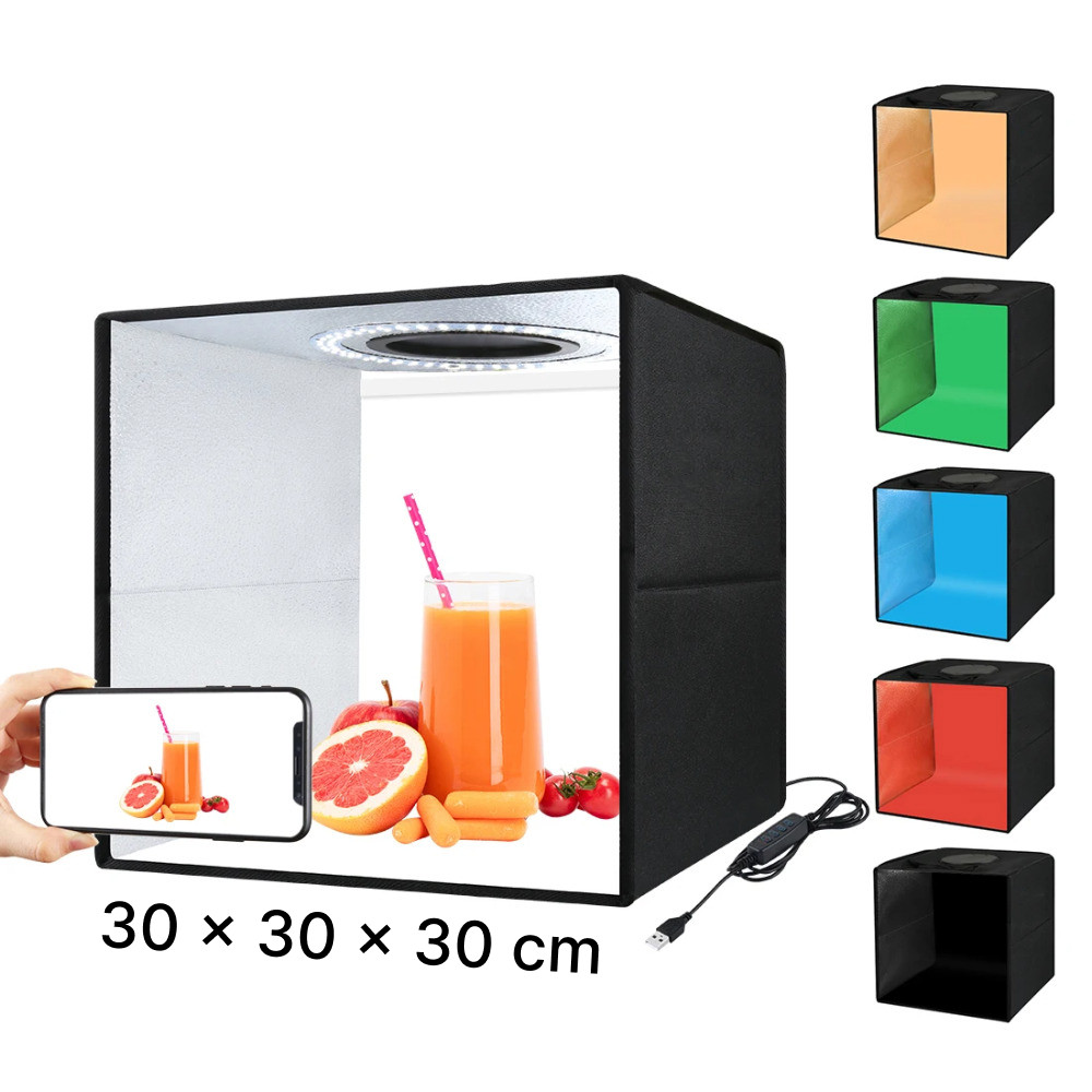 Photo Studio Box Mini Folding LED 3in1 Color with 6 Backdrop - MS30 - CNDL