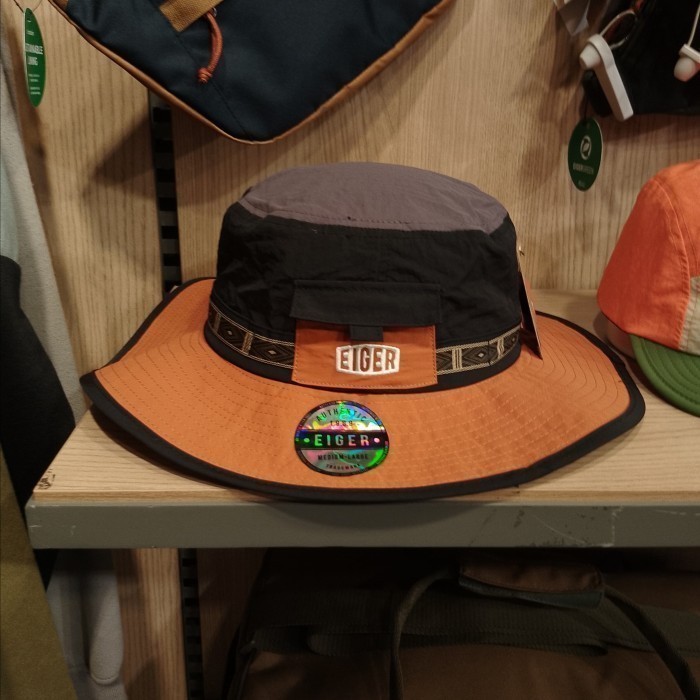 EIGER TOPI PRIA ETHNO CRUDE BUCKET HAT - GREY