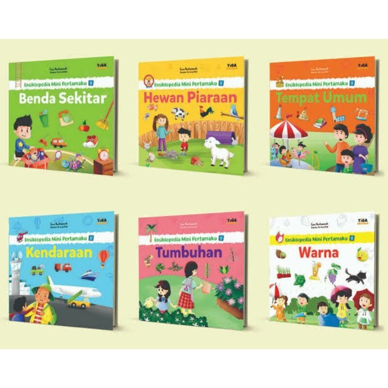 Buku Ensiklopedia Mini Pertamaku : Benda Sekitar, Hewan Piaraan, Tempat Umum, Tumbuhan, Warna [Tiga 