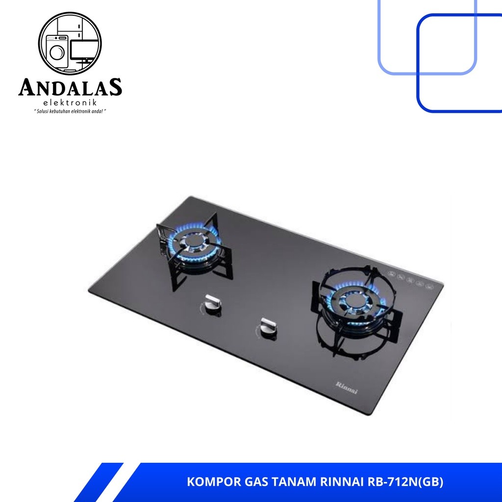 KOMPOR GAS TANAM RINNAI RB 712 N (GB) BODY GLASS / RINNAI KOMPOR TANAM RB 712 N GB