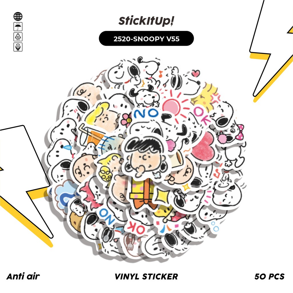 

COD✨ 50 Pcs Stiker Pack SNOOPY V55 Lucu Aesthetic Vynil Waterproof untuk Freebies Sticker Buku Journal Casing HP Laptop