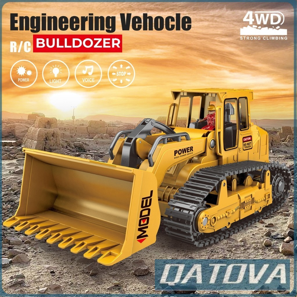 QATOVA MAINAN RC BULLDOZER REMOTE CONTROL 6 CH RC MOBIL KONSTRUKSI BULLDOZER 6 CHANNEL