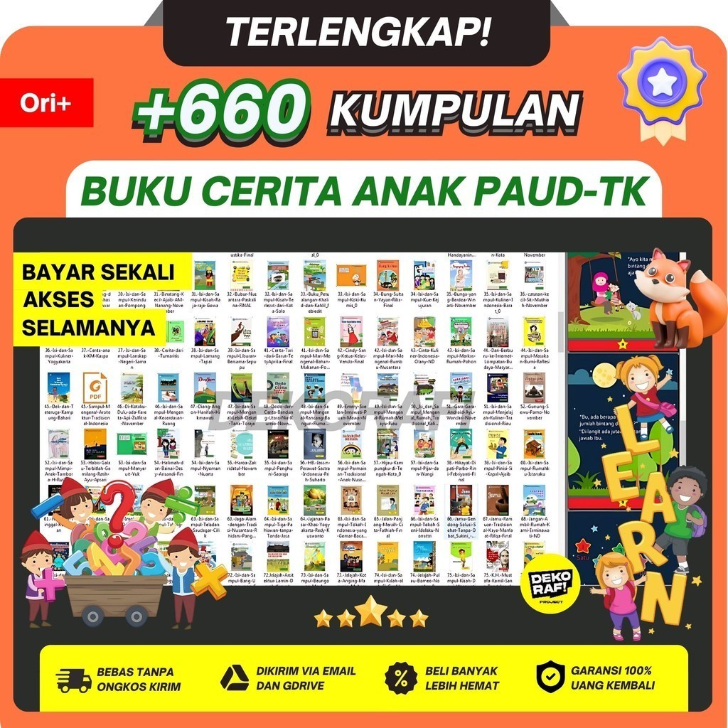 

[D-1090] 660 BUKU CERITA ANAK SEKOLAH ANAK PAUD TK KIDS BISA DIVETAK SENDIRI Buku Edukasi Anak Lembar Ebook Worksheet Workbook Aktivitas