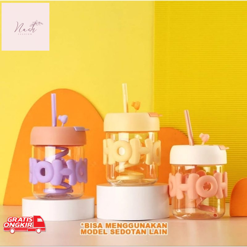 Tumbler Bagus Serbagrosirmurah Gelas Kaca Lucu Botol Minum Kaca Hoho Sedotan Korea Tumbler Aestetic 