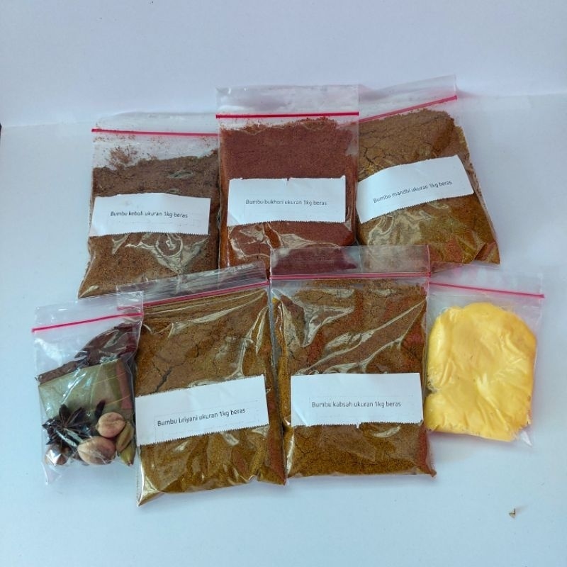 

Bumbu kebuli/kabsah/bukhori/mandhi/briyani enak dan wangi untuk ukuran 1kg beras basmati, gratis rempah