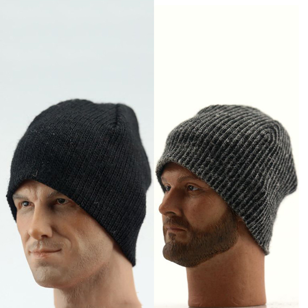 Grey and Black 1/6 Scale Men's Doll Mini Hat Male Trendy Knitted Sweater Hat for 12 inches Action Fi