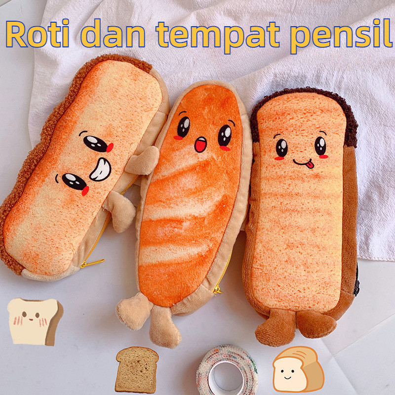 

[ COD✅ ] Della Tempat Pensil Roti Lucu / Male and female student stationery/Karakter Roti French Toast Roti Lucu Pensil Case/Large Capacity Student Unique Stationery