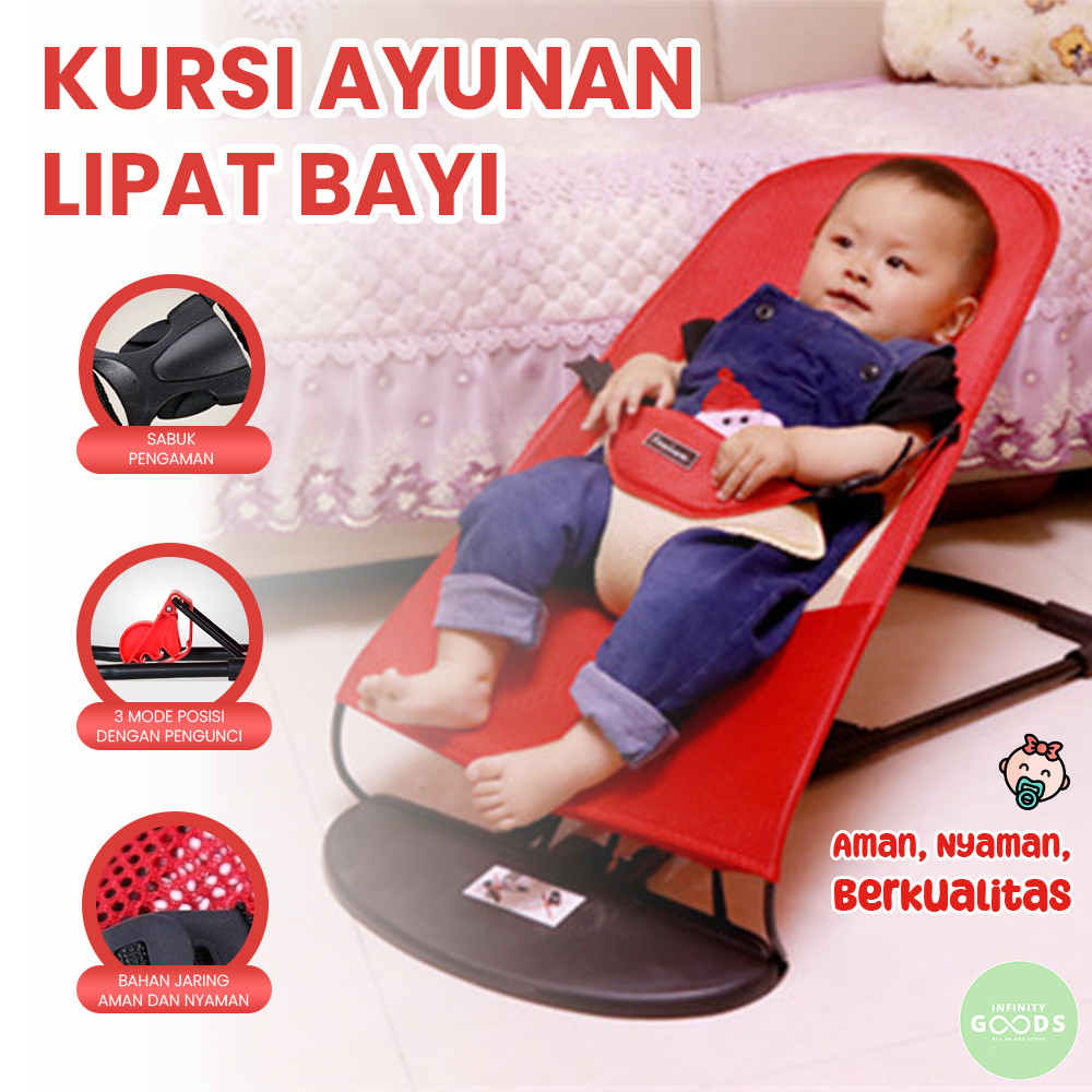 INF Kursi Ayunan Bayi Lipat Bayi Bouncer Tempat Tidur Bayi Goyang