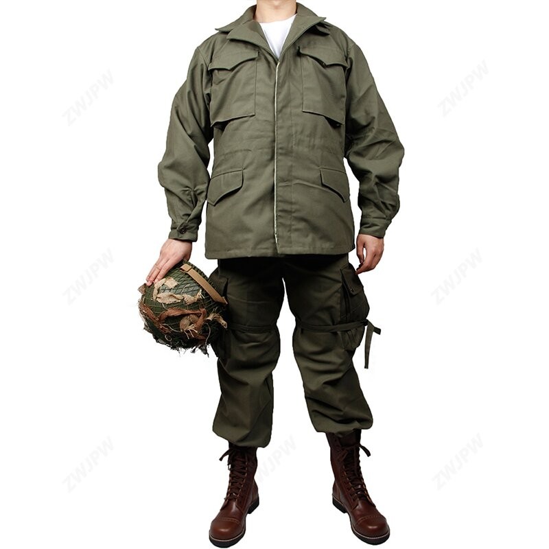 ww2 US armygreen outdoorM43 jacket Windbreaker uniform Pure cotton Coat and pants no shoesno Helmet