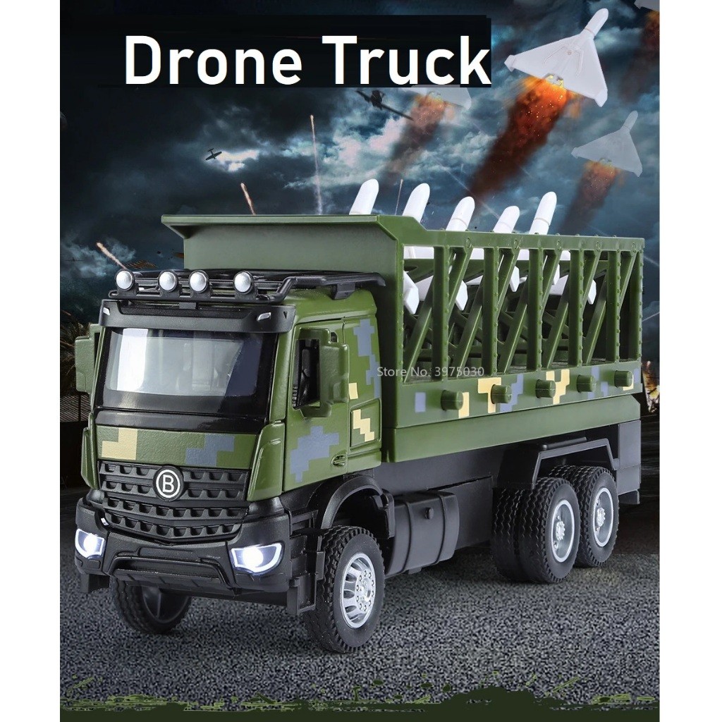 Diecast Mobil Truck DRONE Military Truck Army Scala 1:35 Alloy Metal