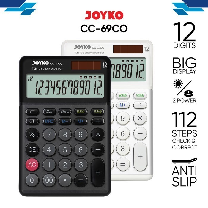 

Calculator CC-69CO Kalkulator Joyko 12 Digits Check & Correct