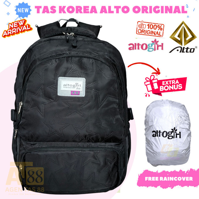 TAS RANSEL ANAK SEKOLAH PEREMPUAN SD SMP SMA ALTO KOREA ALTO GIRL ORI - HITAM