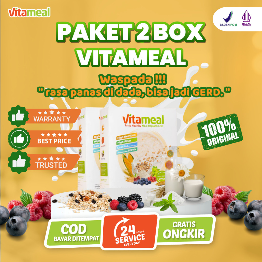 

[ PAKET 2 BOX] Vitameal Mengatasi Suplemen Serat Lambung Penambah Original Asli Herbal Kebas Diet Alami Nafsu VITAMAEL GERD