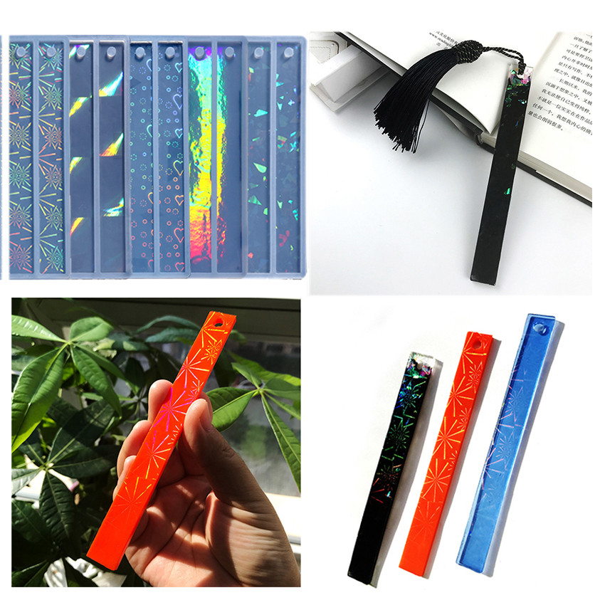 

Multi Laser Holographic Light and Shadow Bookmark Silicone Mold Epoxy Resin Mould For DIY Decor Craft Jewelry Making Tools
