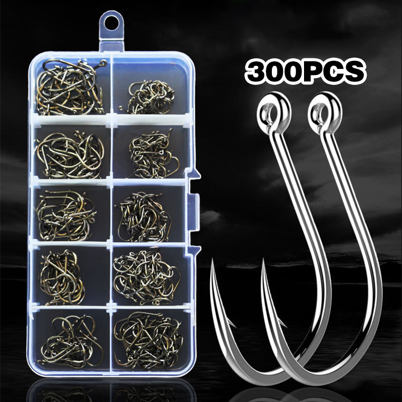 300 Pcs Fishing Hook Set / Kail Pancing Aneka Ukuran