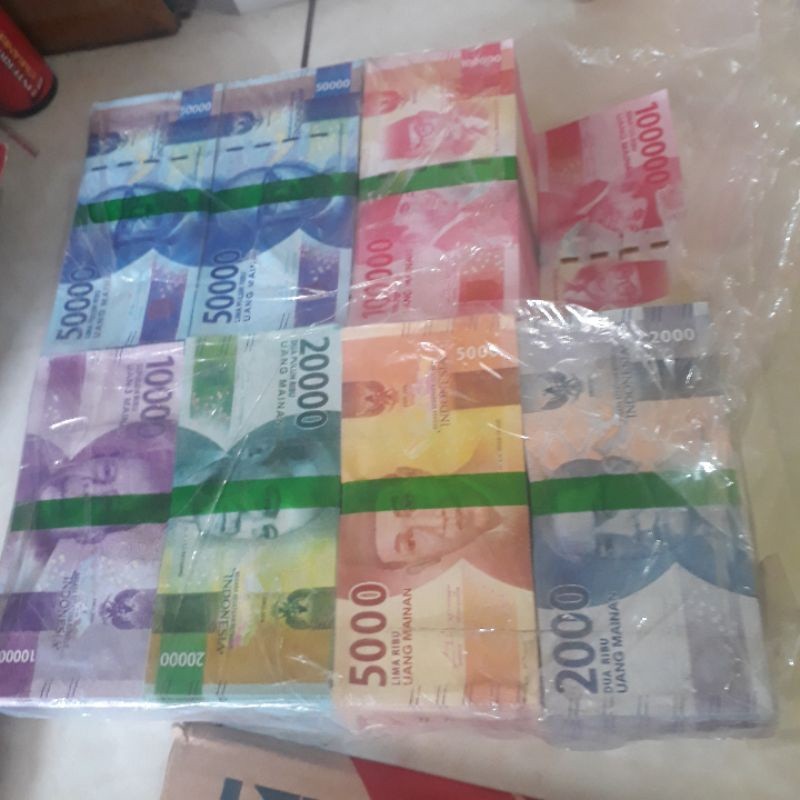 lembar uang mainan gambar asli replika / mahar uang mainan