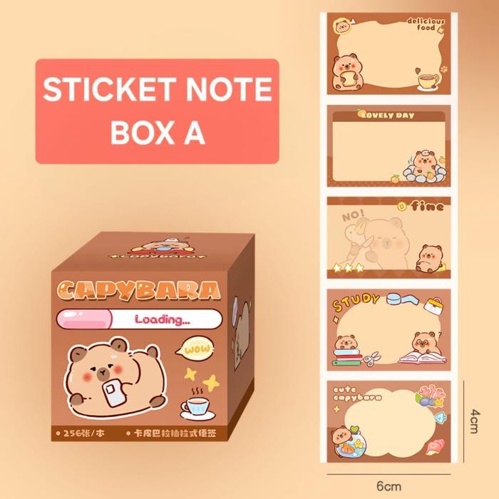 

READY STIKER NOTE BOX LABEL NAMA TAG STICKER STATIONARY ALAT TULIS KANTOR SEKOLAH LUCU CAPYBARA PANDA - BOX A SIAP KIRIM
