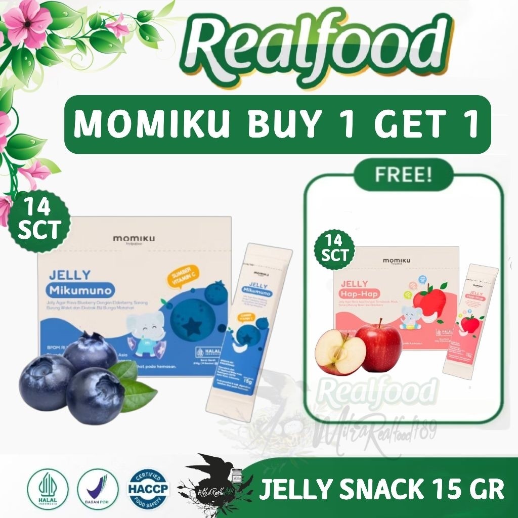 

New Realfood Momiku Jelly Hap Hap & Jelly Mikumuno Cemilan Sehat Buat Si Kecil ( Sarang Burung Walet )Premium
