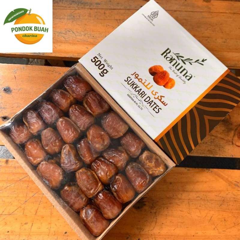 

KURMA SUKARI RANUNA KEMASAN 1 KILO RANUNA 1 KARTON ISI 6 PCS