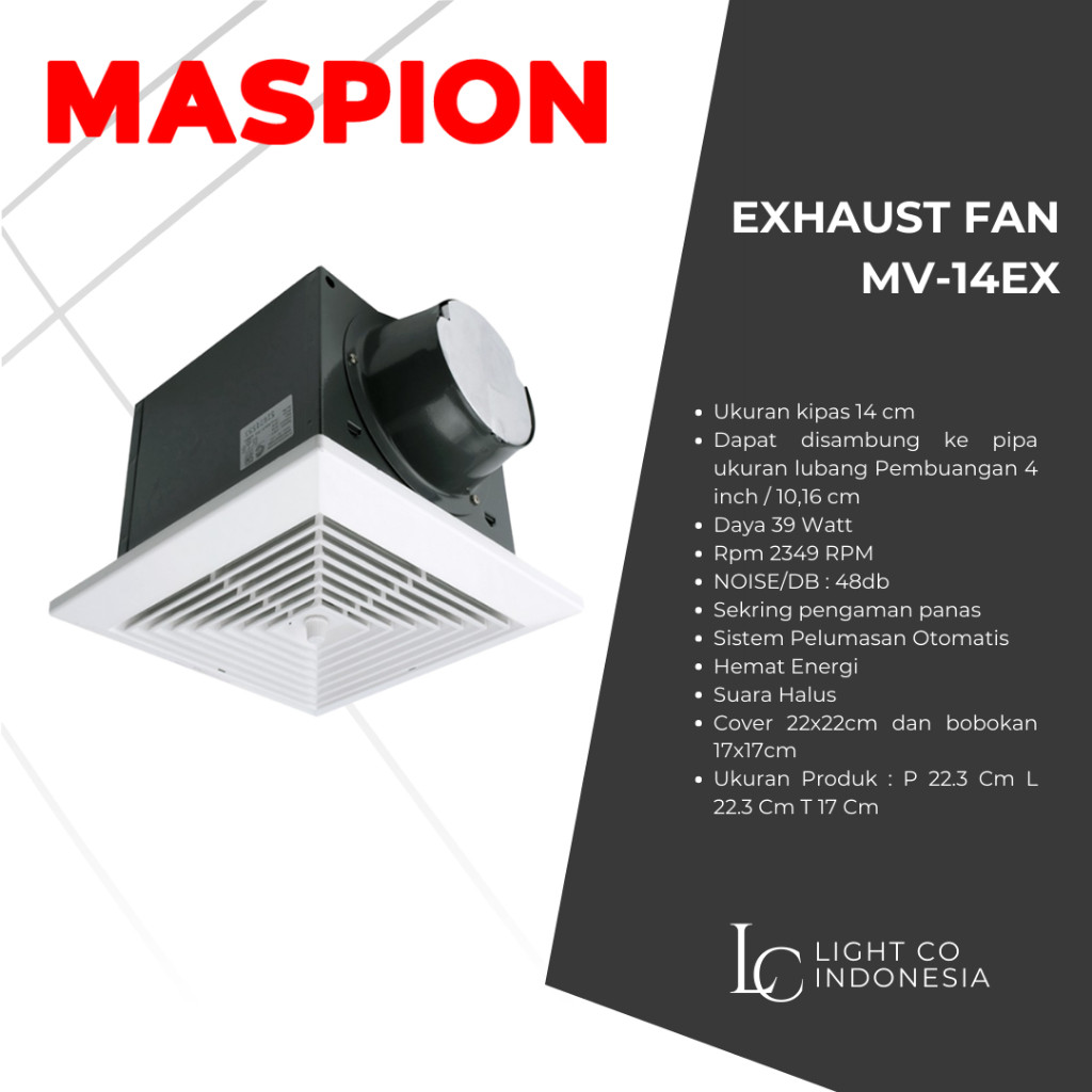 Exhaust Fan Maspion 14EX / Kipas ventilasi udara ceiling / plafon