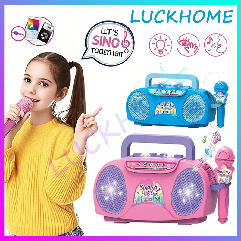 Microphone Anak Mainan Karaoke Music Speaker Microphone Karaoke Set Bluetooth Wireless mini Karaoke 