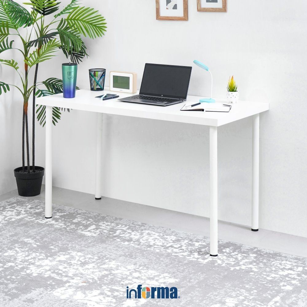 

Informa Berka 120 cm Meja Kantor - Putih Office Table Furnitur Kantor Meja Kerja Belajar Minimalis Serbaguna