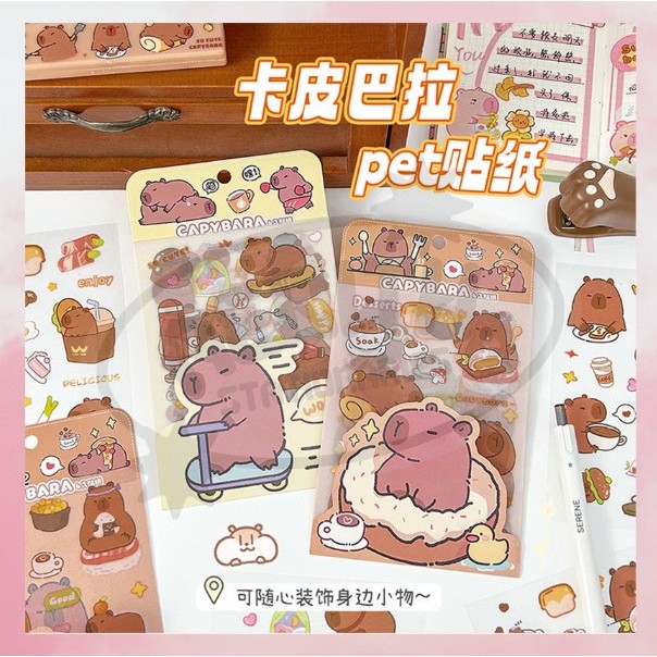 

AS PROMO Stiker Set Gliter Hologram besar Motif Mixue Kapibara Capybara Karakter Lucu-Lucu A-SK017