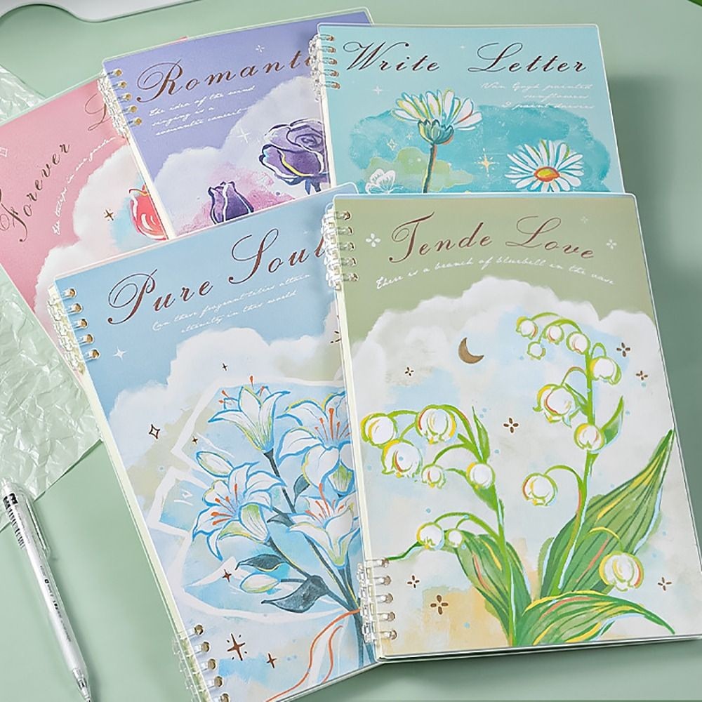 

High Quality B5 Loose Leaf Notebook Floral Series Horizontal Line Hand Account Book Ring Binder Notepad Students Gift