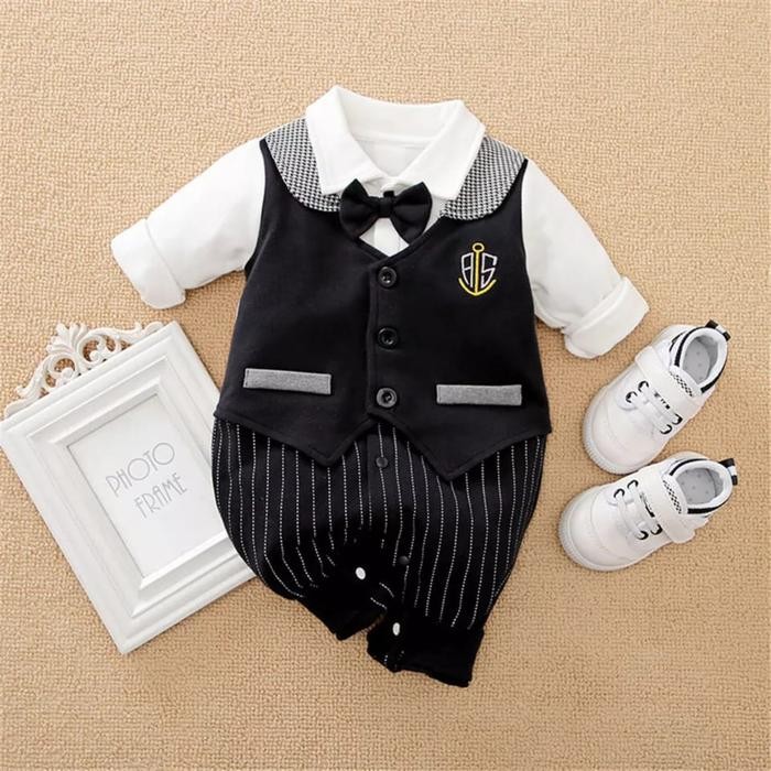 Brownieground Jumper Katun Lengan Panjang Tuxedo Bayi Anak Laki Laki Impor Korea 0-2 Tahun | Baju Lu