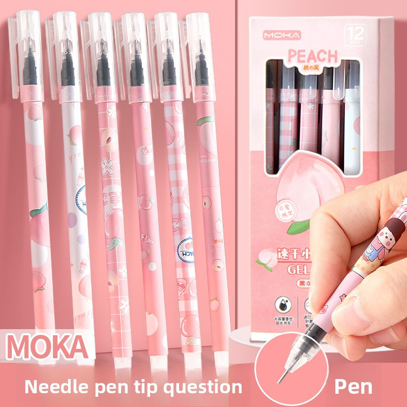 

MOKA cute cartoon Quick-drying Roller Pen Black ink Straight Liquid Rollerball Gel Pen for Office School Student Stationery