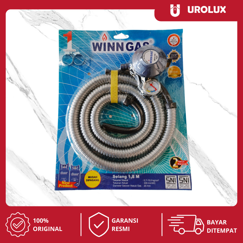 Paket combo regulator selang gas lengkap Winn Gas, Quantum, FAD