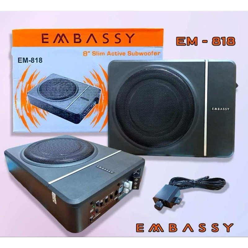 Embassy Em 818 Subwofer kolong Akrif 8 Inch Underseat Slim Speaker Mobil