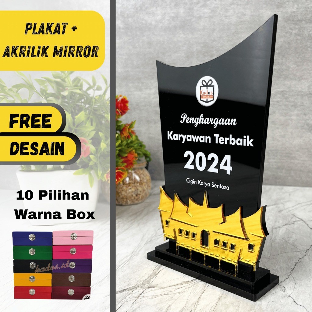 Plakat, Penghargaan, Trophy, Plakat Wisuda, Plakat + Akrilik Mirror Custom 5mm dan 10mm