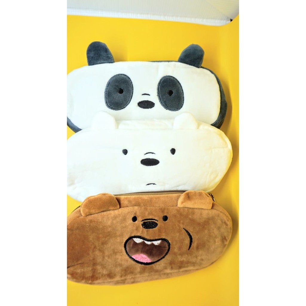 

READY Termurah Kotak Pensil Kain Bulu We Bare Bears WBB Ice Bear Panda Grizz Lucu Unik