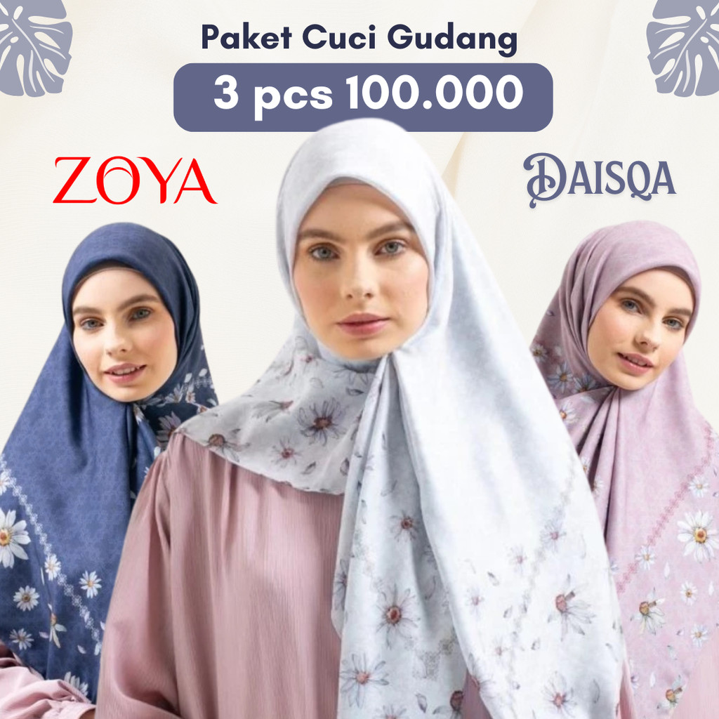 ZOYA DAISQA Scarf - CUCI GUDANG Kerudung Hijab Segi Empat Scarves Motif Voal Printing Promo Diskon B