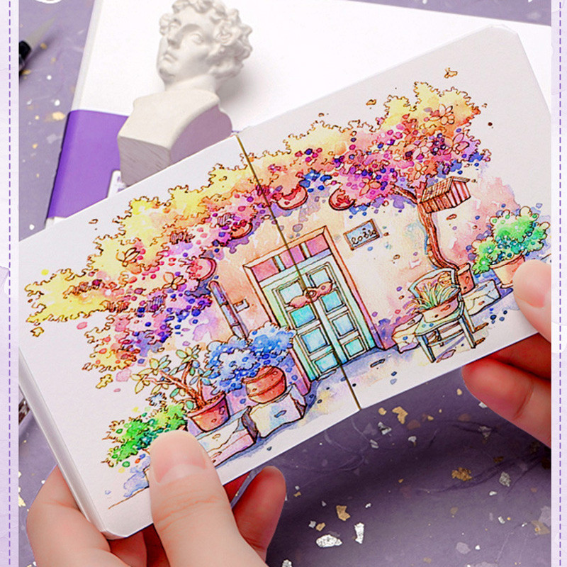 

Watercolor paper drawing book thick paper GSM300g mini square portable pocket book sketch cotton pulp watercolor painting book