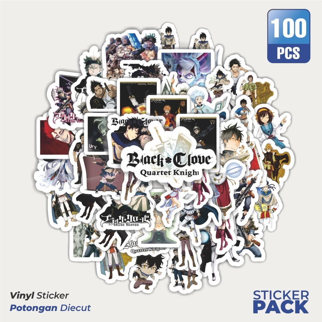 

100 PCS STIKER Anime Black Cover Waterproof Aesthetic- Untuk Laptop, Motor, dan Helm - Paper Stationery Pack