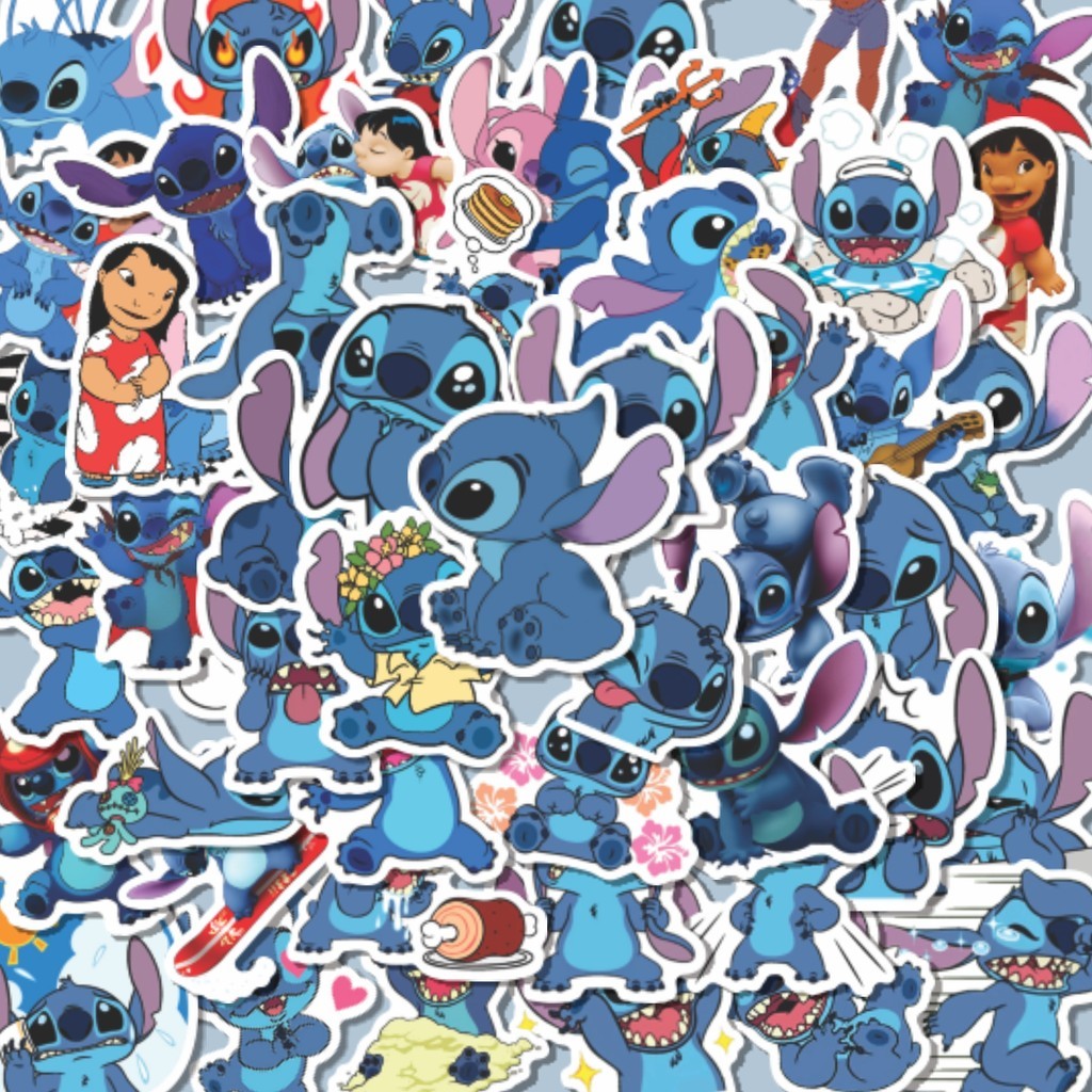 

100PCS Lucu Sticker Kartun Lilo & Stitch Stiker Aesthetic Stiker Anti Air Stikers Berperekat Waterproof sticker decal buat Motor Helm Buku Journal Koper Casing HP Laptop Botol Minum Hadiah anak