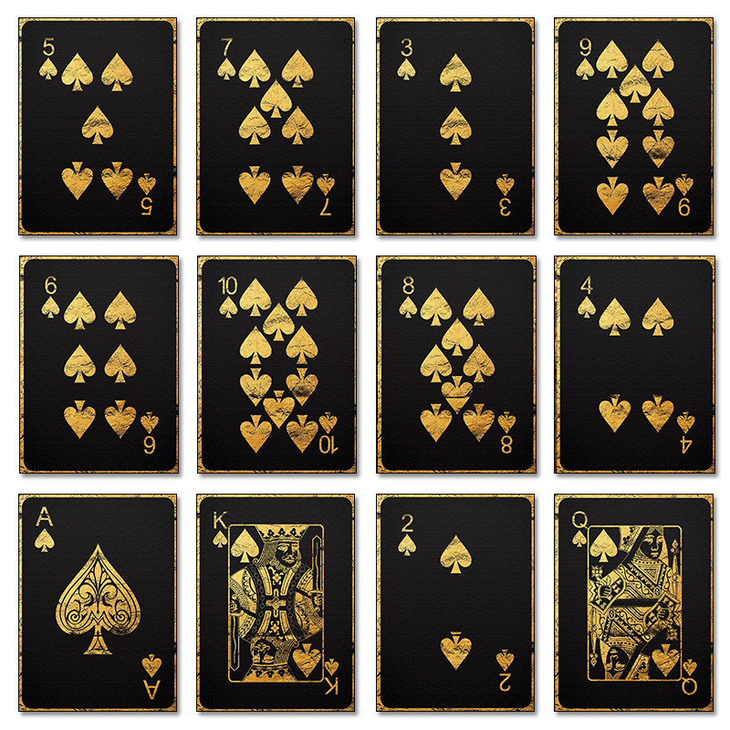 

Gold Royal Flush of Spades Poster Playing Poker Cards Canvas Painting Wall Art for Cool Man Cave or Basement Game Room Decor