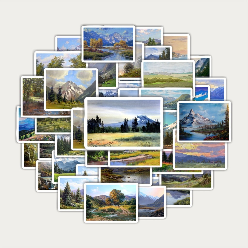 

Sticker Pack Stiker INS Landscape Oil Painting | Sticker TUMBLR | Stiker LAPTOP KOPER HELM