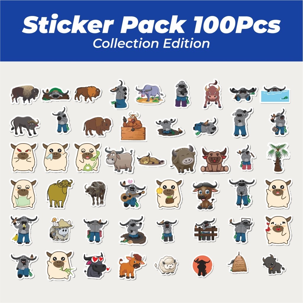 

Hot Stiker Hewan Kerbau Lucu Anti Air Stikers Berperekat Waterproof Sticker Decal Buat Motor Helm Buku Journal Koper Casing HP Laptop Botol Minum