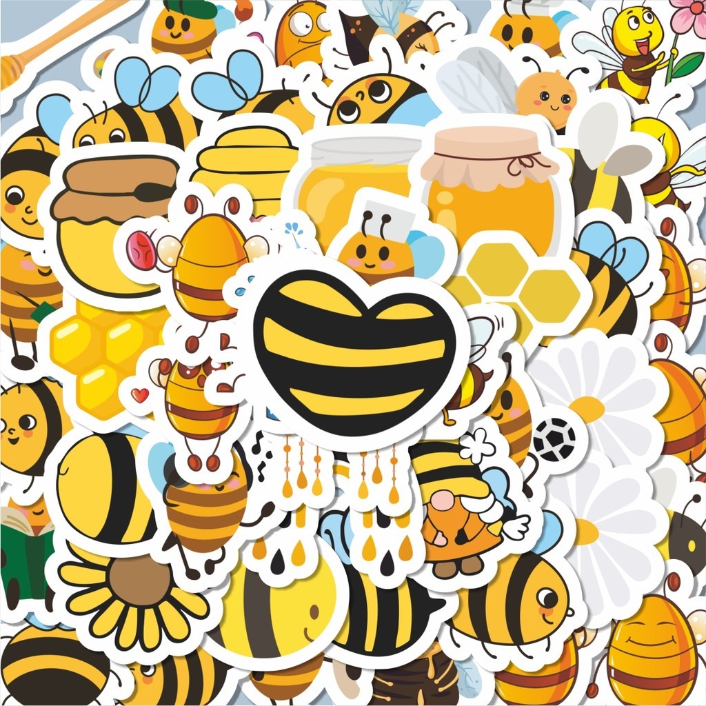 

100PCS Lucu Stiker Kartun Lucu Lebah Stiker Aesthetic Stiker Anti Air Stikers Berperekat Waterproof sticker decal buat Motor Helm Buku Journal Koper Casing HP Laptop Botol Minum Hadiah anak