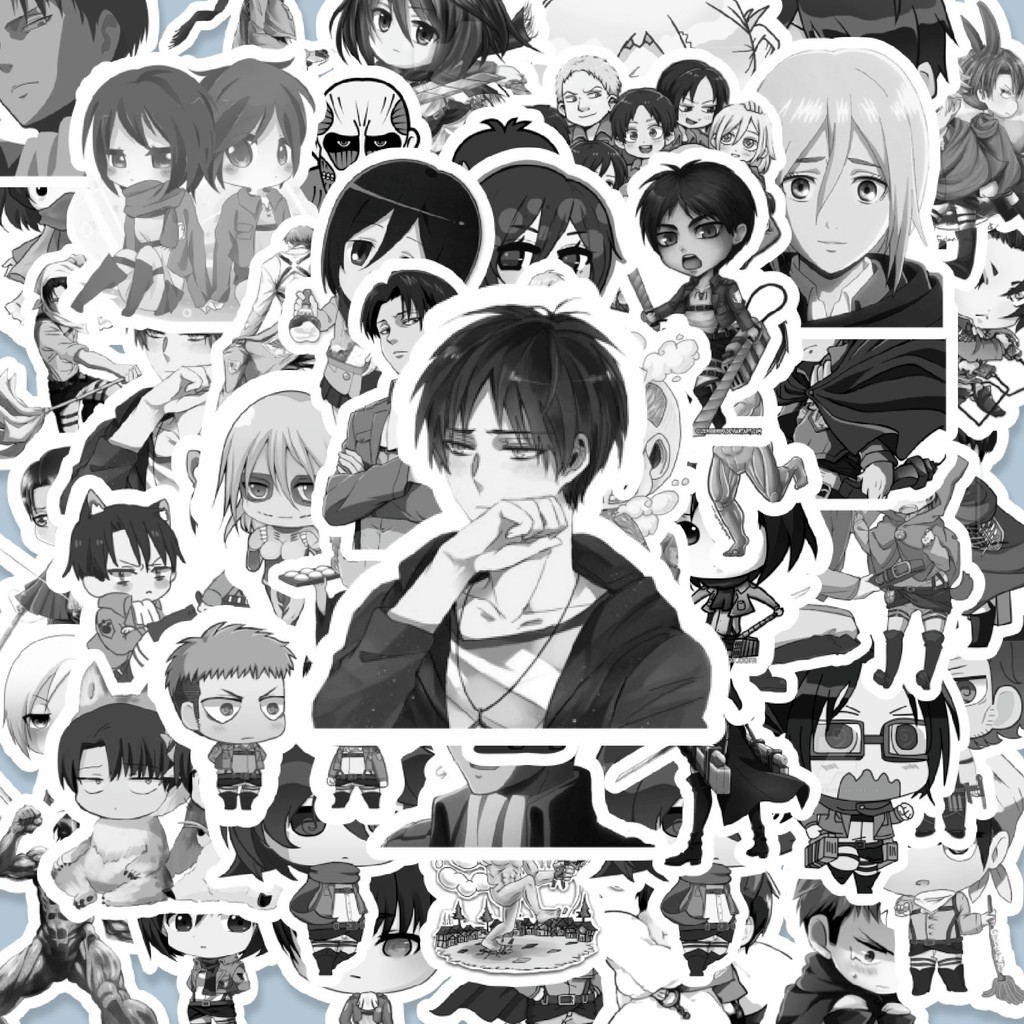 

100PCS Lucu Stiker Anime ATTACK ON TITAN BNW Stiker Aesthetic Stiker Anti Air Stikers Berperekat Waterproof sticker decal buat Motor Helm Buku Journal Koper Casing HP Laptop Botol Minum Hadiah anak