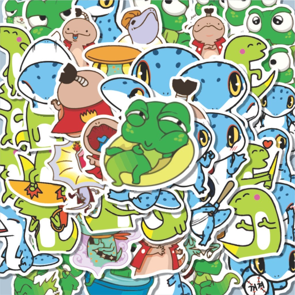 

100PCS Lucu Stiker Hewan Kadal Stiker Aesthetic Stiker Anti Air Stikers Berperekat Waterproof sticker decal buat Motor Helm Buku Journal Koper Casing HP Laptop Botol Minum Hadiah anak