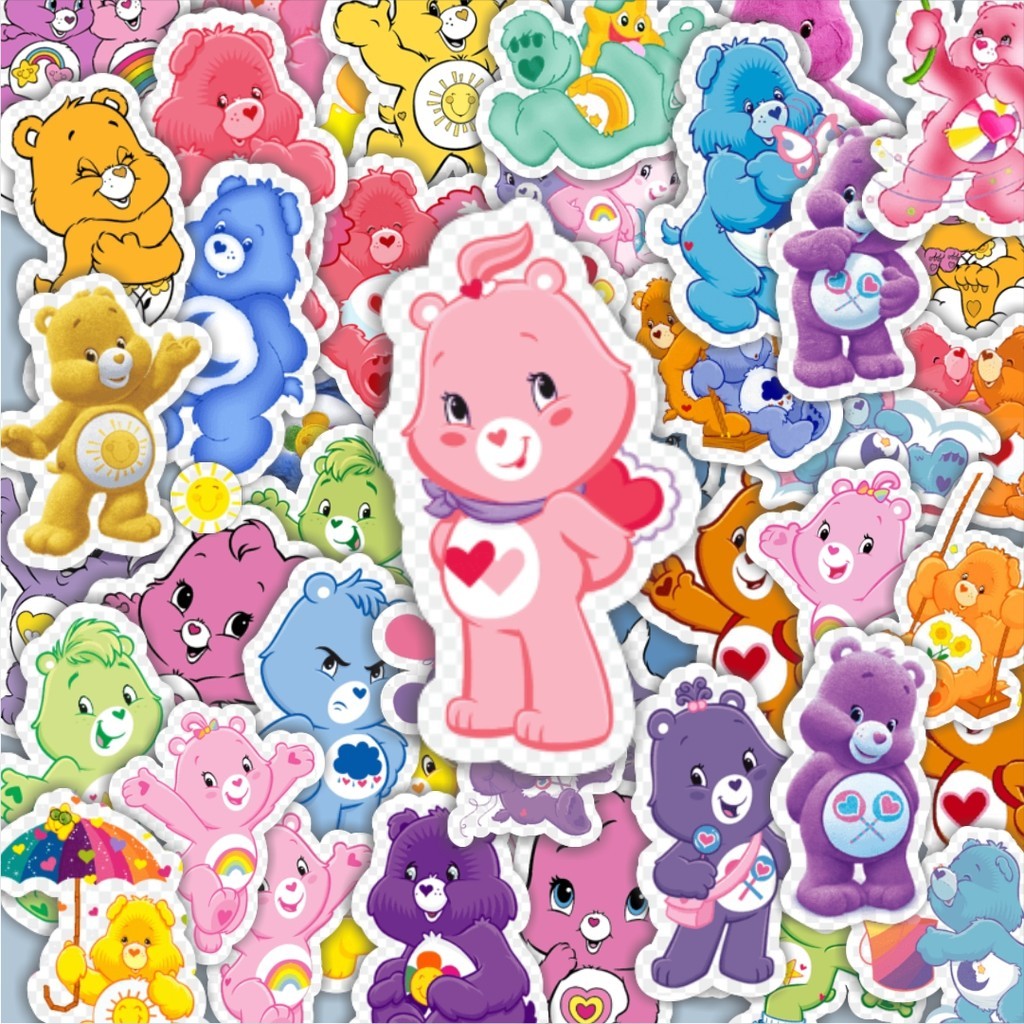 

100PCS Lucu Stiker Care bear 2 Stiker Aesthetic Stiker Anti Air Stikers Berperekat Waterproof sticker decal buat Motor Helm Buku Journal Koper Casing HP Laptop Botol Minum Hadiah anak