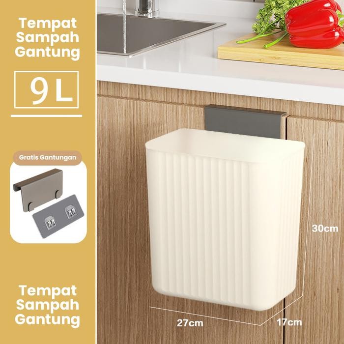 HALU Tempat Sampah Dapur Tempat Sampah Gantung Tempel HSB640 - 9L Cream  PROMO 