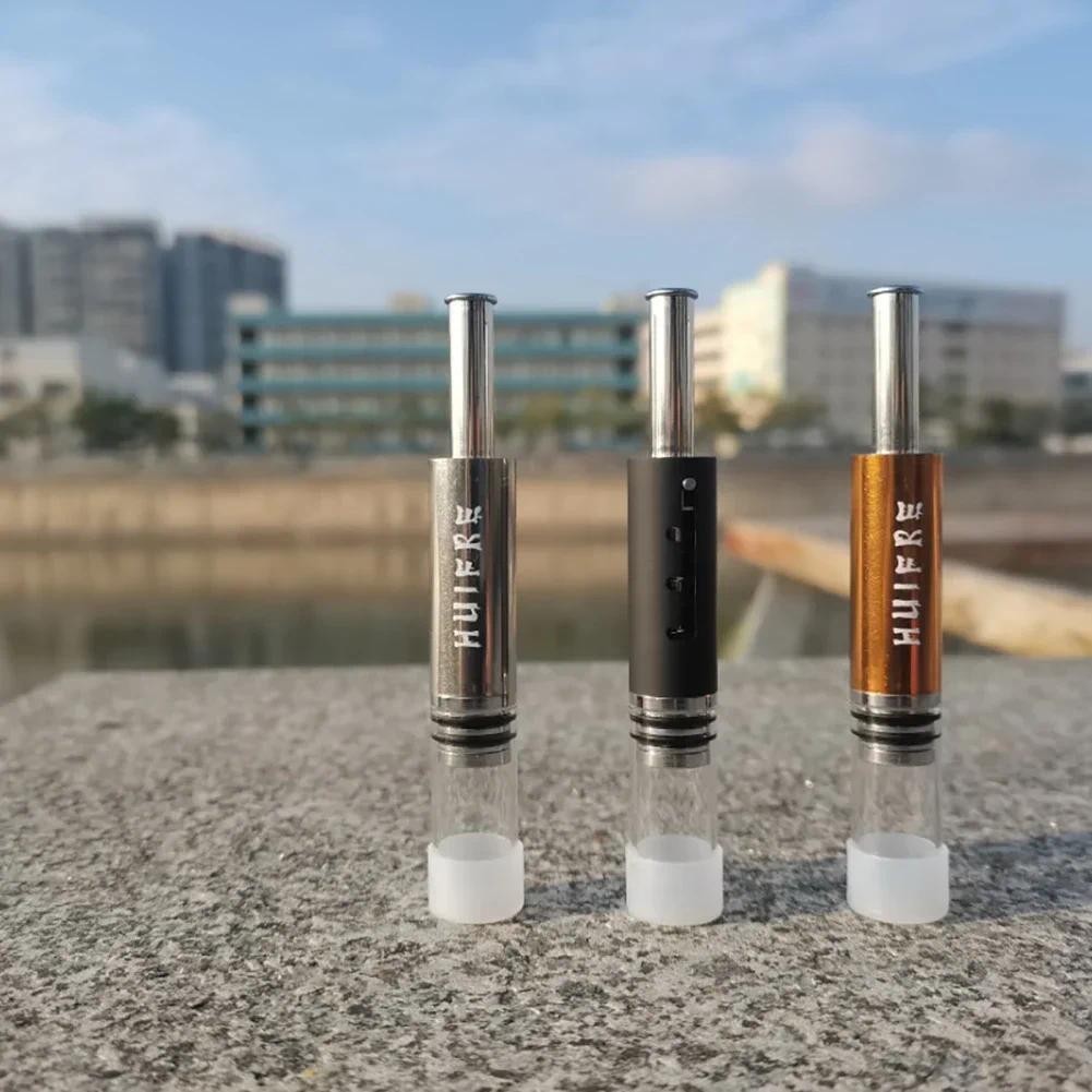 EDG Retractable Pipe Piston Tobacco Glass Tube Metal Strainer Dry Fired Cigarettes Set Tobacco Acces