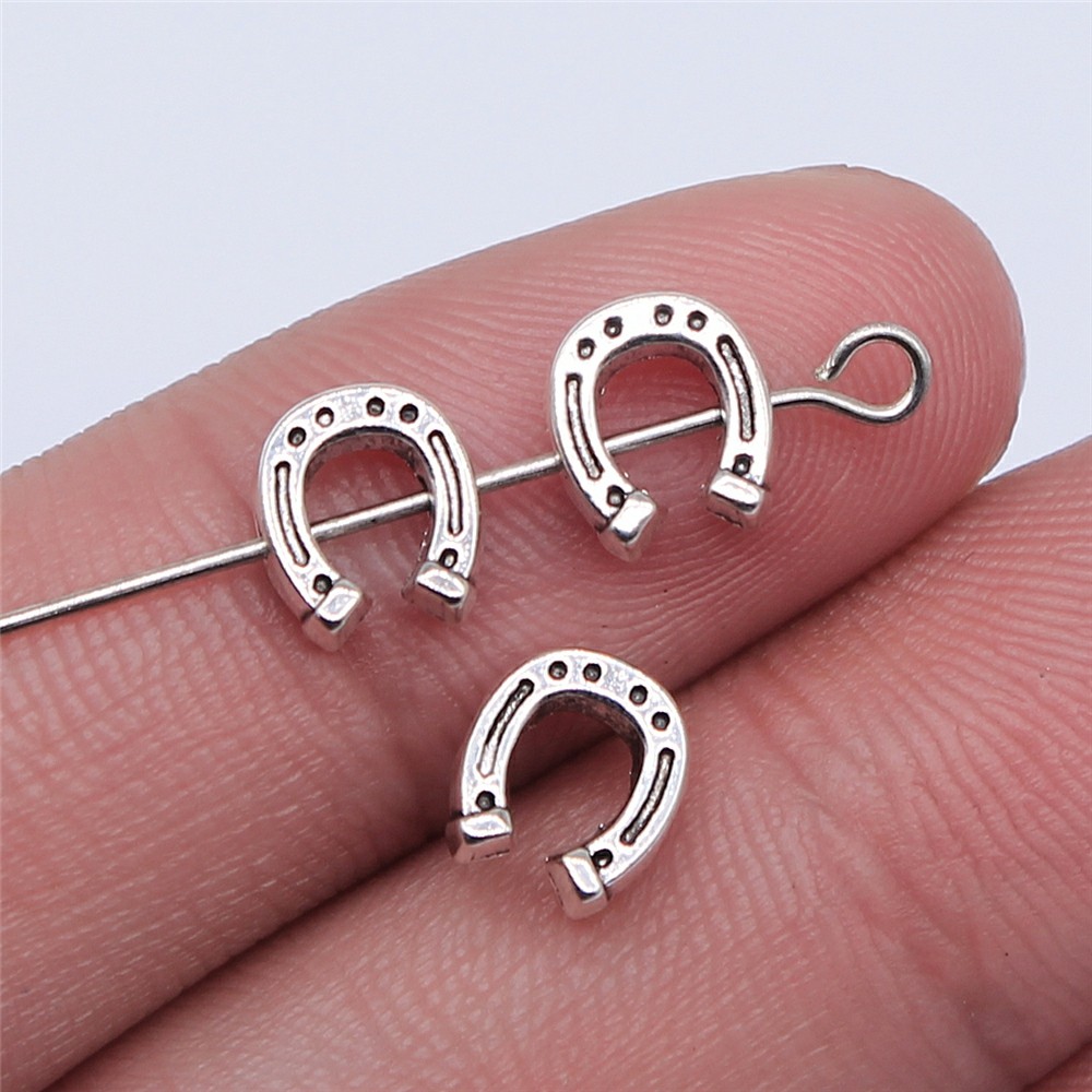 

WYSIWYG 20pcs 7x8mm Antique Silver Color Horseshoe Beads For Jewelry Making DIY Jewelry Findings